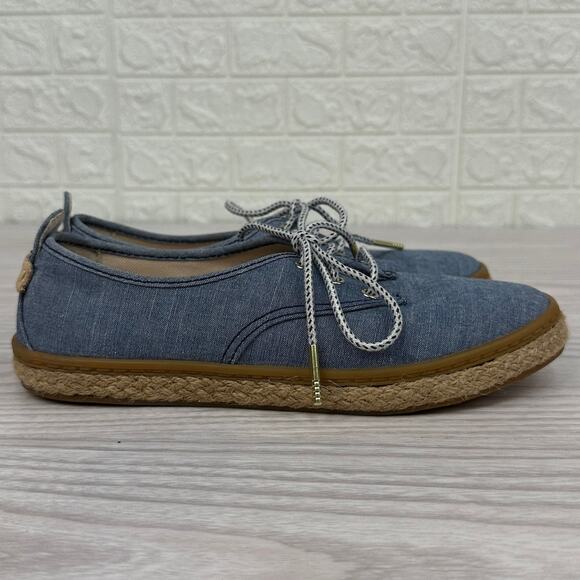 Cole Haan Cloudfeel Stitchlite Espadrille Shoes WMNS 5 Blue Lace Up Jute Wrapped - Picture 1 of 9